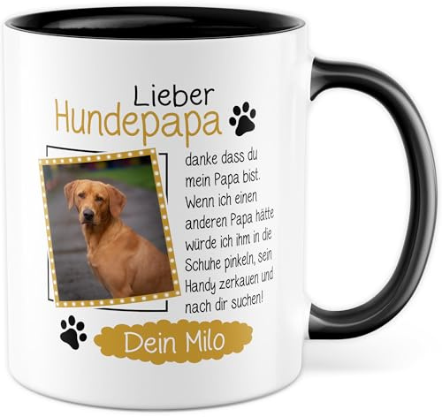 Personalisiert Tasse mit Spruch – Geschenk Lieber Hundepapa von [Name] – Kaffeetasse 330ml aus Keramik – Personalisierbar Humor Hunde Name Kaffee-Becher