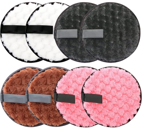 Abschminkpads Waschbar, 8 Stück, Wiederverwendbare Abschminkpads aus Mikrofaser, Weicher Nachhaltig Makeup Entferner Pads, für die tägliche Pflegeroutine, für die Gesichtsreinigung und Hautpflege