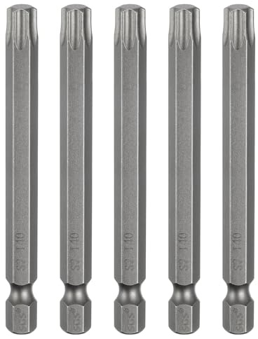 sourcing map 5pcs T40 Torx Testa Cacciavite Bit 1/4 Hex Shank 3 (75mm) Lungo Magnetico No Hole Tip Tamper Proof 6 Point Star Screw Driver Drill Bit S2 Acciaio Industriale Potenza Cacciaviti