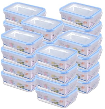 HOMESHOPA Plastic Airtight Food Storage Container, 24 Pack 240ml Leakproof Rectangle Container with Clip-Lock Lid, BPA Free Reusable Meal Prep Lunch Box Microwave Freezer & Dishwasher Safe