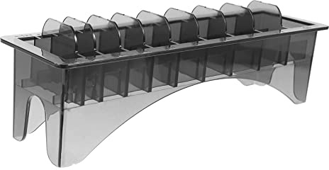 MOTHNUR Soporte Organizador para Peines Guía de Corte, Caja Plástica Transparente 10 Compartimentos, para Barbería y Uso Profesional, Estuche para Accesorios de Cortadora de Cabello