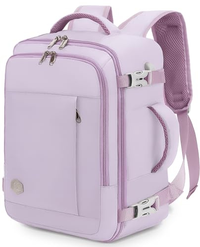 VANKEV Zaino Ryanair 40x20x25 Zaino da Viaggio Aereo Bagaglio a Mano Donna Uomo 20L per Voli Porta PC 14 Pollici per Scuola e Lavoro Trekking viola chiaro