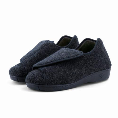 JOMIX Zapatillas de Casa Mujer Botín Invierno Pantuflas Ortopédicas Peluche Antideslizantes Cierre Autoadherente Ajustable para Pies Hinchados y Sensibles Aptas para Diabéticas Hechas en España