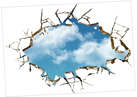 DECOMELODY 3d Wandtattoo mit Blauem Himmelsmuster aus Pvc Abnehmbare Wanddekoration für Schlafzimmer und Wohnzimmer Leicht und Kreativ Gestaltet