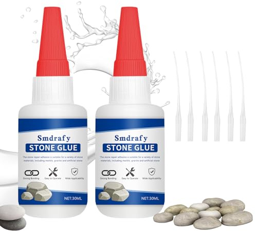 Colla per Marmo, Colla per Pietra, per Ceramica, Trasparente, Impermeabile, con Forte Adesione, per Incollare Pietre Naturali, Marmo, Pietra Artificiale, Artificial Stone,35g*2