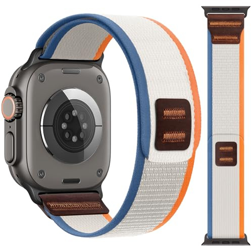 Ronkakar Nylon armband im Lederdesign, Kompatibel mit Apple Watch Armband Ultra 3 2 Series 11 10 9 8 7 6 5 4 SE 3 2 SE Damen Herren, Weiches, Dehnbares iWatch Armbänder für 49mm 46mm 45mm 44mm