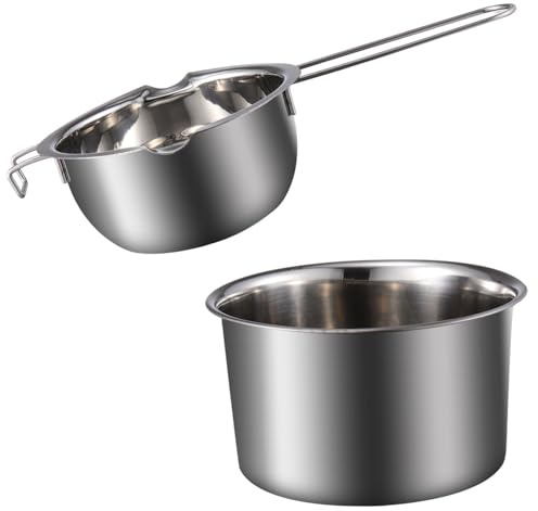 ROMISBABA Marmite à Double Cuisson 400 Ml En Acier Inoxydable 201 Pour Fonte De Cire, Chocolat Et Bonbons Usage Casserole Externe 14 Cm Pour Bricolage Et Fabrication De Bougies