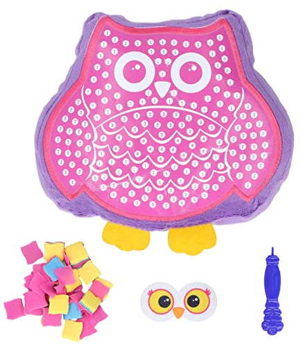 Qudinip Plüschkissen, Plüschhandwerk DIY Tierkissen, Sichere PP -Baumwollleuchten ohne Nähen mit Stoffen nach Nummer für Kinder Geburtstag Weihnachten Erforderlich (Eule 33788)