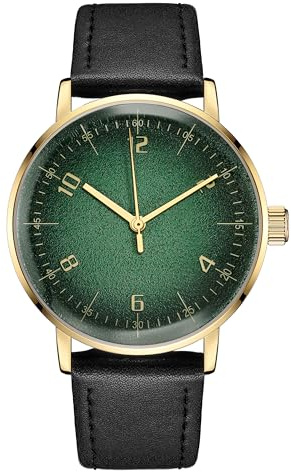 Boyarca Vintage mekanisk klocka med välvd glasklocka spegel och 40 mm fodral, avslappnad och minimalistisk manuell lindning mekanisk armbandsur för män och kvinnor, guldgrön
