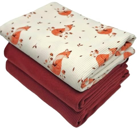 Die Stofftante Jersey-Paket Ribstrick Jersey | Rippenjersey | schmale Rippen | | Ökotex (Herbstfuchs, Rost)