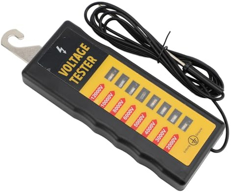 GLOGLOW Probador de Voltaje de la Cerca Eléctrica Portátil, 8 Luces Indicadoras Fallas de Fallas de la Valla Eléctrica Alcanzos de ABS para una Mejor Detección de Voltaje para Cercas de la Granja