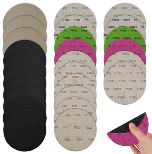 36PCS Round Wet and Dry Disc,125mm Waterproof Sanding Discs,320/600/800/1000/1200/1500/2000/3000/4000 Grit Silicon Carbide Flocking Sandpaper,Wet and Dry Round Sanding Pads for Wood,Metal,Car,Furnitur