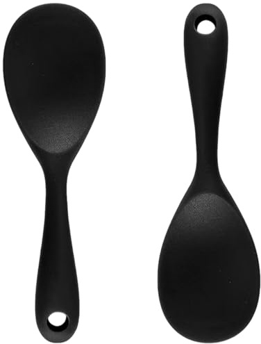 2 Stück Schwarz, 22.7x7 CM Hochwertige Silikonlöffel, Kochlöffel Silikon, Ideal Zum Kochen Und Servieren, Spülmaschinenfest, Hitze- Und Kältebeständig