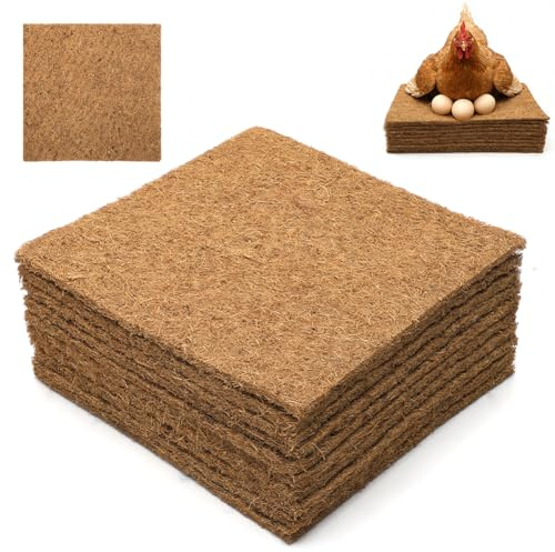 10 stycken hönsnästunderlägg 30 x 30 cm, naturliga kokosfibernästmattor för hönshus, återanvändbara, absorberande och hygieniska underlägg för äggläggning och värmehållning