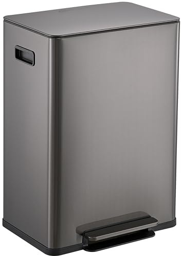 SIMPLI-Magic Infinity Edge 16 Gallon (60L) Kitchen Trash Can - Hands-Free Step Pedal, Soft-Close Lid, Stainless Steel Garbage Can with Removable Inner Bucket, Fingerprint-Resistant Finish