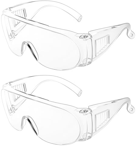HongSiFang 2 PcsGafas Proteccion Trabajo, Gafas de Seguridad Trabajo, Gafas de Protección Laboral Transparentes con Patillas de Goma para Hogar Laboratorio Ciencia Carpintería