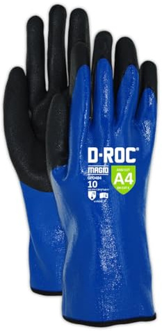 MAGID Waterproof Level A4 Cut & Chemical Resistant Work Gloves, 1 Pair, Enhanced Grip Sandy Nitrile Coated (Nitrix), Size 9/L, Reusable, 13 mil thickness, Hyperon Shell, GPD484