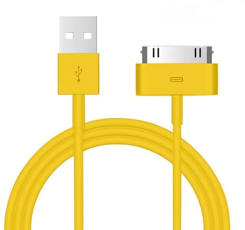 1x Peak Power 30-Pin USB Lade- & Synchronisationskabel 1m - Kompatibel mit iPod Nano, Touch, Classic, Video, iPhone 3G / 3GS / 4 / 4S & iPad 1/2 / 3 (Gelb)