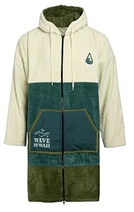 WAVE HAWAII Reissverschluss-Badeponcho Damen & Herren, Gr. M 161-183cm | 100% Baumwolle Surf-Poncho für Erwachsene, Frottee Handtuch, hohe Wasserabsorption, Umziehhilfe Strand Erwachsene