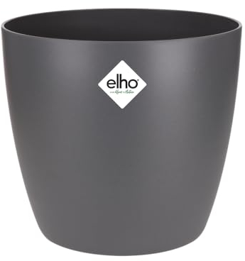 elho Brussels Rund 18 - Blumentopf für Innen - Ø 18.3 x H 16.8 cm - Schwarz/Anthrazit