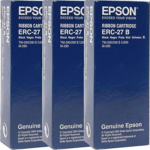 Epson Echtes Erc-27B-3 Farbbandkassette für POS-Drucker: Tm-290 / TM-U295 M-290 - Lot of 3 1 Schwarz