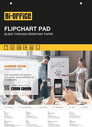 Bi-Office - Flipchartblock A1, Blanko, 40 Blättern, 60 g/m² Papier, 5 Flipchartblöcke