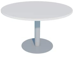 Mesa de Reuniones, Redonda, Blanca. 120Ø. con Base Cilíndrica.