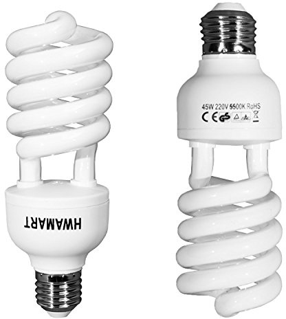 Ampoule 45W CFL 5500K Ampoule Softbox Parapluie E27 Lampe Studio Photo Ampoule Lumière du Jour Vidéo FluoCompacte 220V Photographie Lampe à Economie d'Energie x 2 pour Eclairage Quotidienne