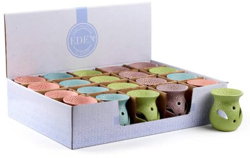 Puckator Eden Small Textured Ceramic Oil Burners with Cut Out Pattern - Wax Melt Burners Warmer - Boho Bedroom Decor Diffuser Scent Tea Light Burner Holder - House Warming Gift - Aromatherapy Set