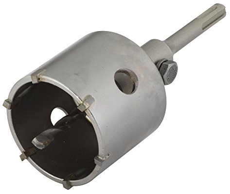 wolfcraft Corona de perforación con broca de carburo y adaptador SDS-Plus I 8914000 I Para el montaje de tomas de corriente empotradas en hormigón, paredes de ladrillo y piedra; profundidad de corte: 46 mm