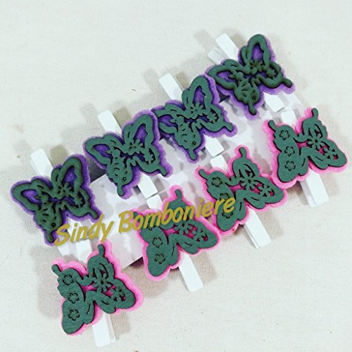 Sindy Bomboniere 24 MOLLETTE segnaposto per Compleanni nascite Battesimi Bimba con Farfalle