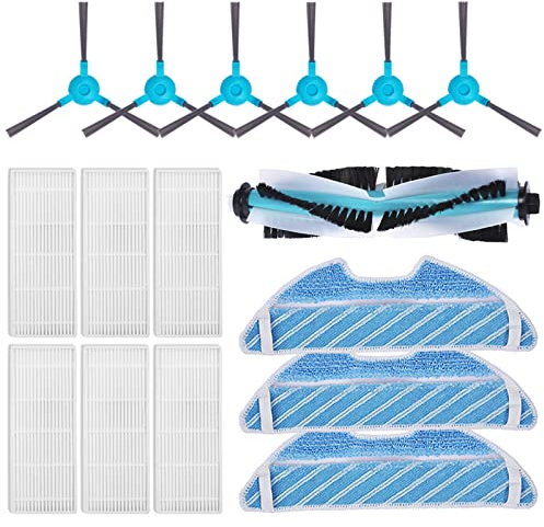 KEEPOW Kit Accesorios de Recambio para Cecotec Conga Excellence 1290/1390/1490/1590 Robot Aspiradora Repuestos, 6 Cepillos Laterales+ 6 Filtros + 3 Mopas + 1 Cepillo Principal