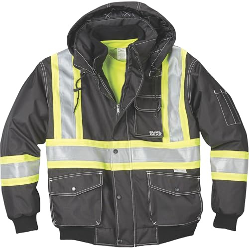Gravel Gear Men's Class 1 High Visibility 3-in-1 Bomber Jacket with Reflective Material - Lime, 2XL