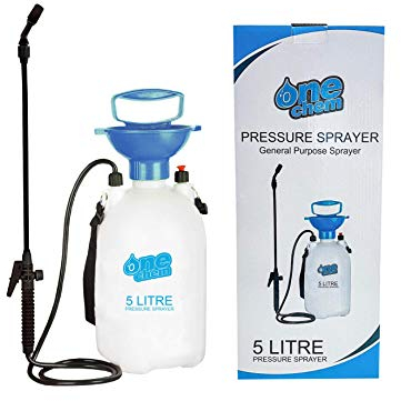 One Chem - Garden Tools - Garden Sprayer - General Use Sprayer - 5 Litre Pressure Sprayer - Use to Spray Mould Remover, Lichen Remover, Algae Remover and Fertiliser