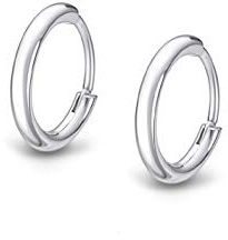LOTUS STYLE Pendientes Aro Hombre - Aros Acero Inoxidable 316L - Cierre Seguro - Ligeros, Cómodos y Resistentes - Aros Hombre Color Plata 13.80 mm LS2174-4/1