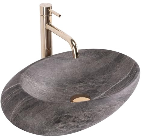 Rea VASQUE À POSER Roxy A Stone D.Grey Lavabo Salle de Bain 490 x 310 x 135 mm en Céramique (gris)