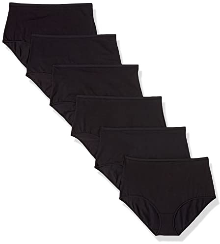 Amazon Essentials Women's Cotton High Waisted Knickers, Pack of 6, Black, 14