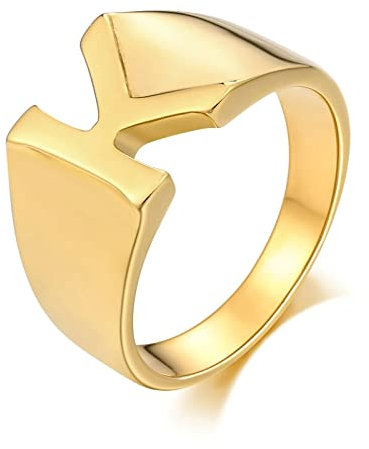 Mesnt Edelstahl Ringe für Männer 14mm Edelstahlringe Ringe Herren Rechteck Drachen Zirkonia Hochzeitsring Siegelring Gold Ringgröße 60 (19.1)