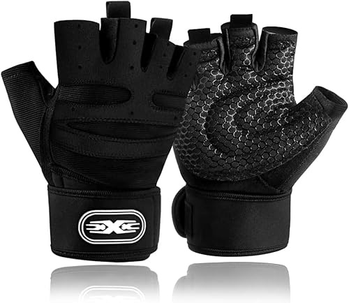 HCFGS Weight Lifting Gloves, Gym Gloves for Workout, Exercise Cycling, Training, Breathable and Snug fit, with 30CM Wrist Wrap Support, for Men and Women (L)
