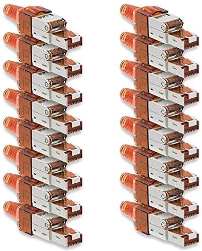 NAUC Netzwerkstecker Cat 7 CAT7 werkzeuglos RJ45 LAN Kabel Stecker ohne Werkzeug werkzeugfrei kompatibel mit CAT6 CAT6a CAT5 Verlegekabel Patchkabel Netzwerkkabel 16 Stück