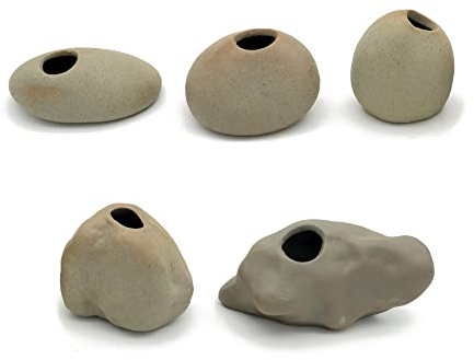 AFACYGN Aquatic Plant Pot for Aquarium, Ceramic Aquatic Decor Plant Cup Holder for Fish Tank Decoration (S 5pcs)