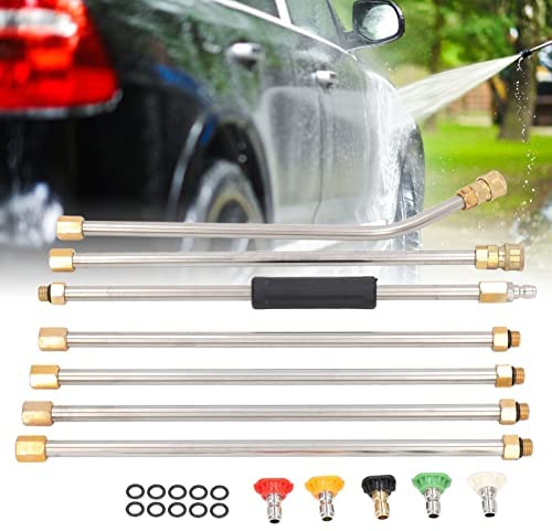 Ensemble de baguettes d'extension pour nettoyeur haute pression 4000psi Outil de nettoyage de gouttière Lance d'extension Karcher avec 5 embouts de buse pour voiture