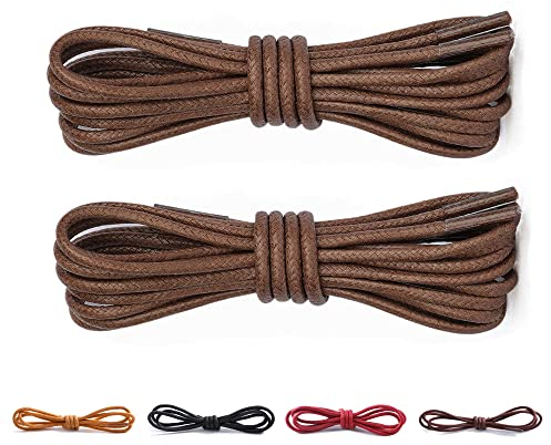 CCSOFTIME 2 Pares Cordones Redondos Encerados,Cortos Cordones Marrón para Zapatos de Vestir Traje Oxford Botas,Cordoneras para Botines de Hombre Mujer Niños Adultos,Cordones Zapatos Vestir 80cm