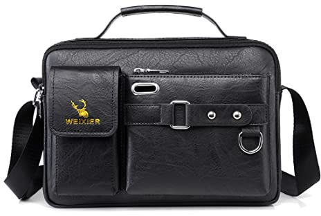 Goecice Umhängetasche Herren Leder Schultertasche Herren Hohe Kapazität Handtasche Vintage Messenger Bag Casual Tasche Herren für Arbeit Reise