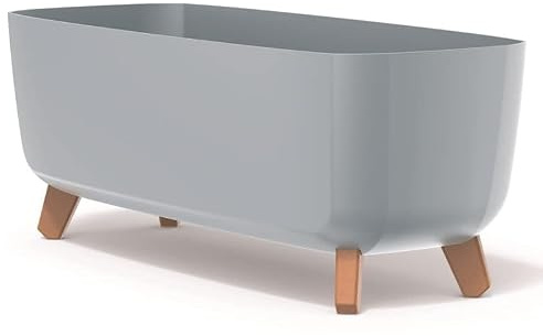 BirnePower Blumentopf Blumenkübel mit Füßen Pflanzkübel mit Pflanzeinsatz Beine Pflanzschale Matt Gracia Case Übertopf (Grau, 58cm)