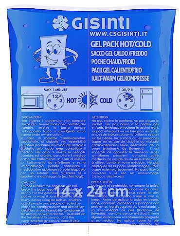 Gisinti Kit gel glacé, réutilisable, chaud, froid, fabriqué en Italie, congélateur et micro-ondes, 1 pièce, 14 x 24 cm