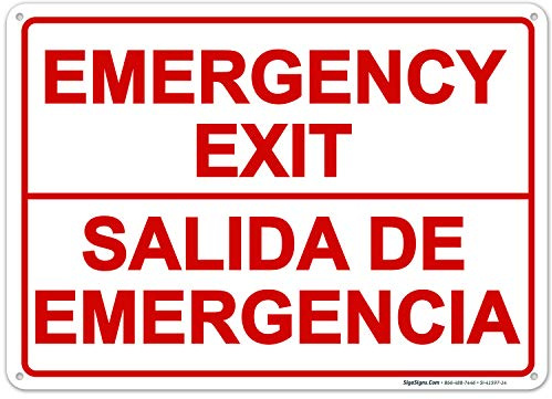 Letrero de salida de emergencia, divertido letrero de metal, placas de metal y carteles de 8 x 12 pulgadas