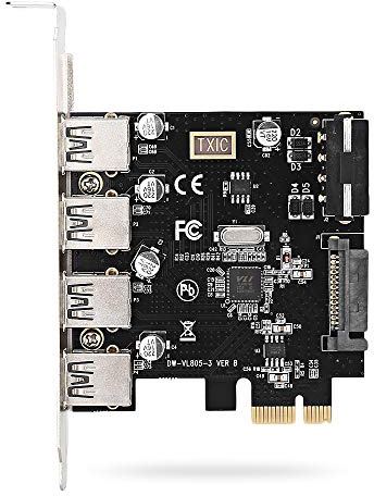 CY Carte 4 ports PCI-E vers USB 3.0 HUB PCI Express Adaptateur d'extension 5 Gbps pour carte mère