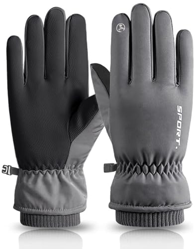 KXF Super Warm Waterproof Gloves for Men Women Winter Thermal Windproof Gloves Thcik Velvet Liner Cycling Mittens Knitted Cuff Touchscreen Anti Slip Running Handwarmers for Skiing Hiking Driving
