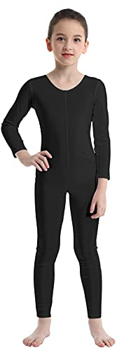 TiaoBug Bodies Jumpsuit Mono para Danza Gimnasia Rítmica Leotardo Body Básico Clásico Manga Larga para Ballet Deporte Niñas Niños Negro 3-4 años